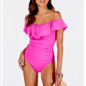 La Blanca Island Goddess off the shoulder Swim 16